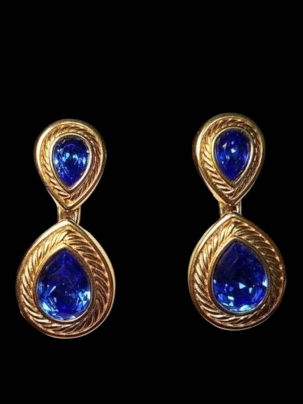 Vintage Retired Swarovski Crystal Sapphire Blue Earrings